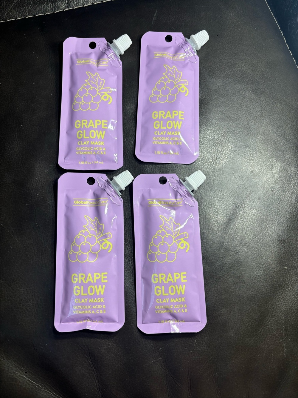 4 New Grape Glow Clay Mask Packets - Purple